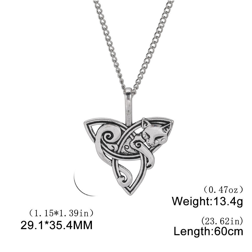 Dawapara Fox Triquetra Animal Pendant Necklace Celtics Knot Good Luck Irish Amulet Nordic Viking Necklace Religious Jewelry