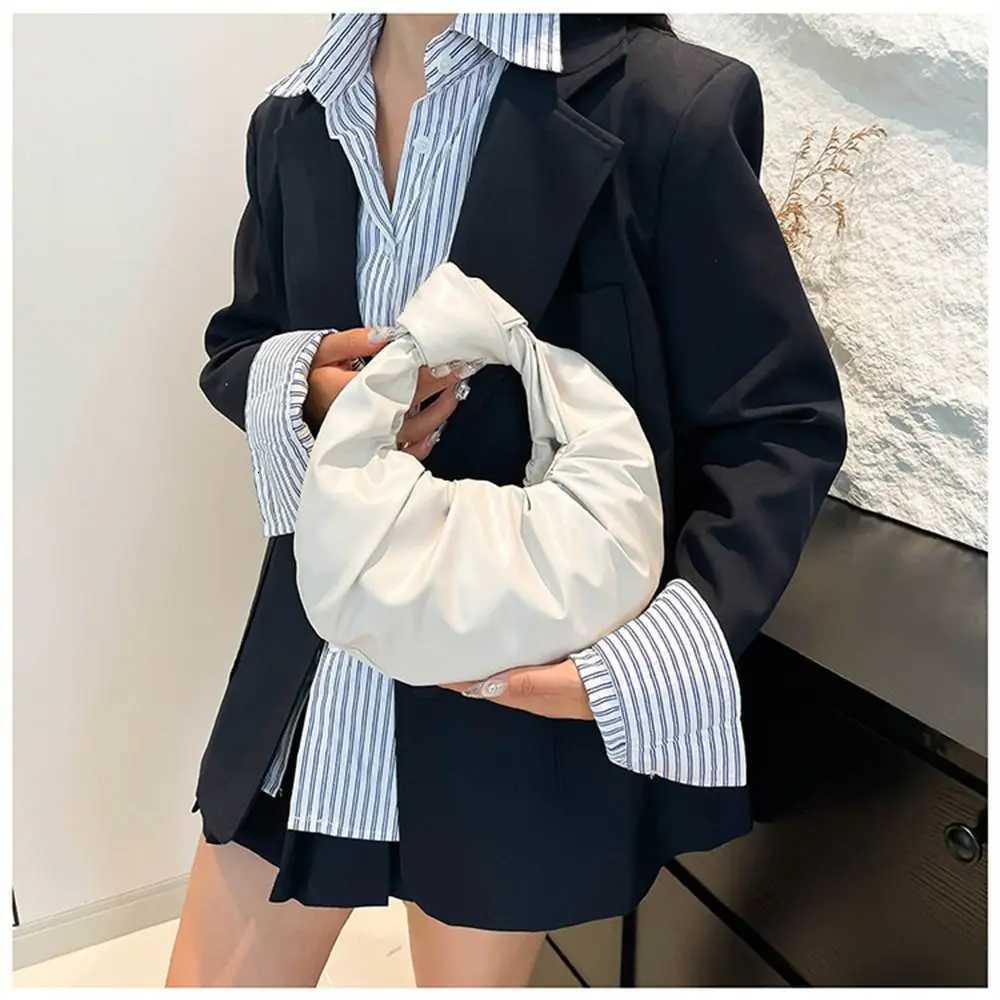 2023 Casual Soft PU Shoulder Bags Mini Small Top-Handle Bags Square Pleated Clutch Purse for Women Girls Y250725
