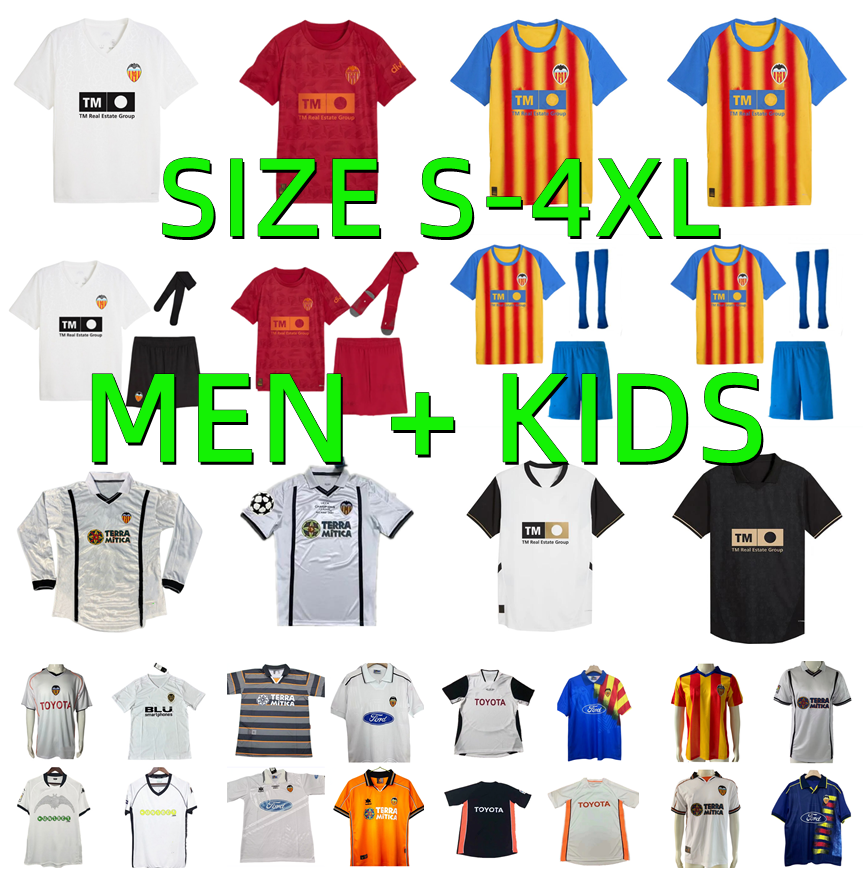 2025 2026 Valencias Soccer Jersey 24 25 26 CAVANI Gaya camisetas de futbol Aimar MENDIETA Romario 82 83 94 95 96 97 99 00 01 03 04 06 07 09 10 RETRO football shirt Men kids kit