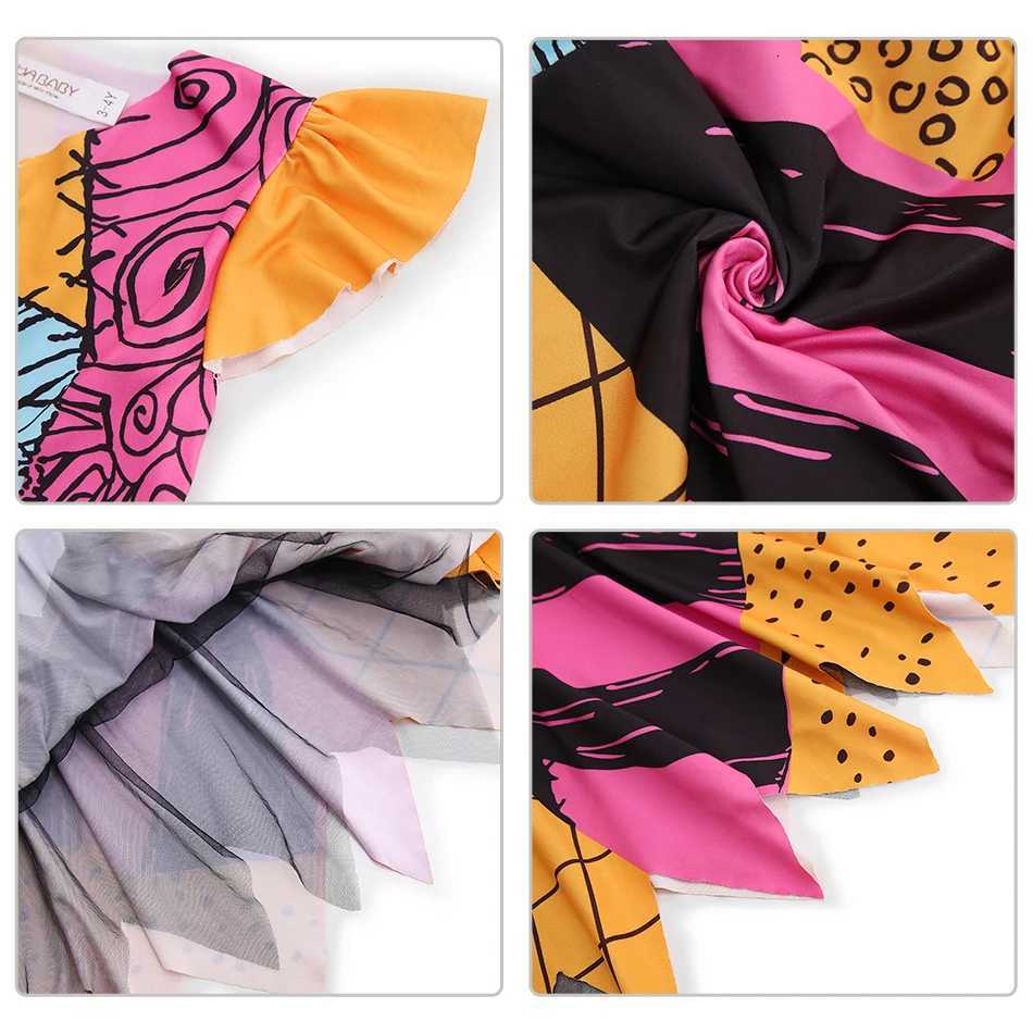 Kids Girls Halloween Sally Costume Movie The Nightmare Cosplay Before Christmas Bow Print Princess Dress Bag Suit For Children Z250725