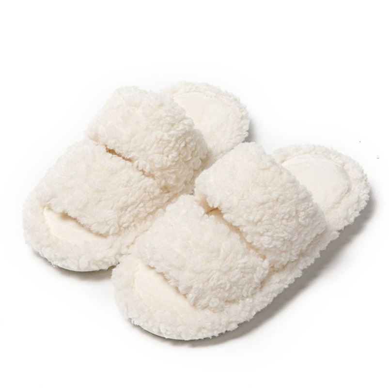 Ins New Double Bar Curl Cotton Home Candy Color Indoor Furry Slippers