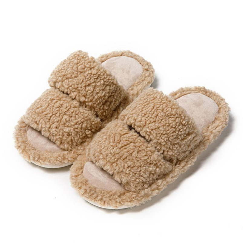 Ins New Double Bar Curl Cotton Home Candy Color Indoor Furry Slippers