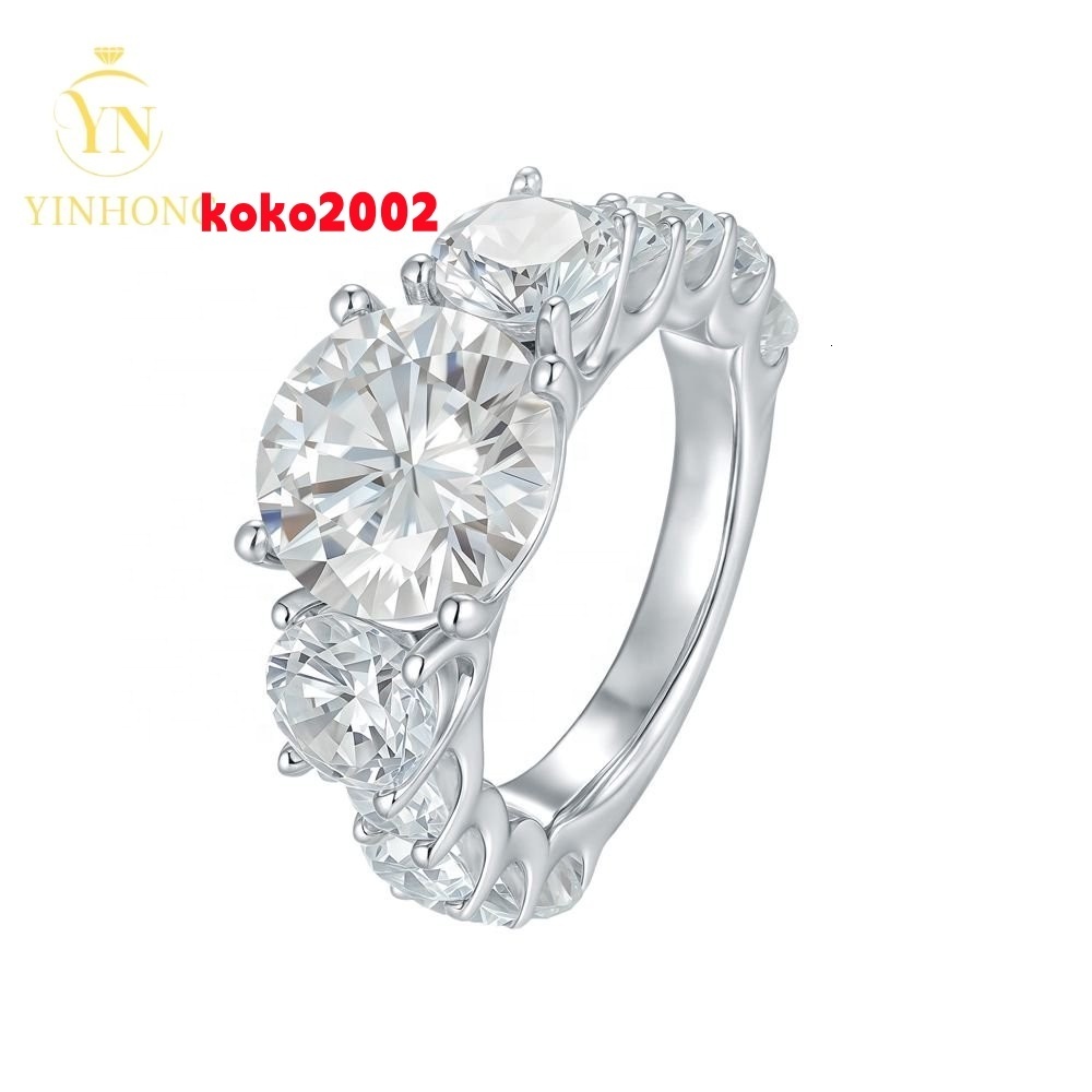 4ct Moissanite Engagement Ring 925 Silver Halo Round Wholesale Price Full Moissanite Chic Round Ring for Women