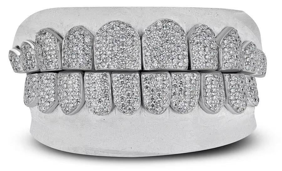Top High Quality Moissanite Teeth Grillz 10 Top and 10 Bottom in 925 Sterling Silver for Mens fashion