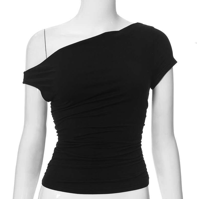Ytp294 Women's Summer New Solid Color Sleeveless Asymmetrical Off-Shoulder Sexy Top B5