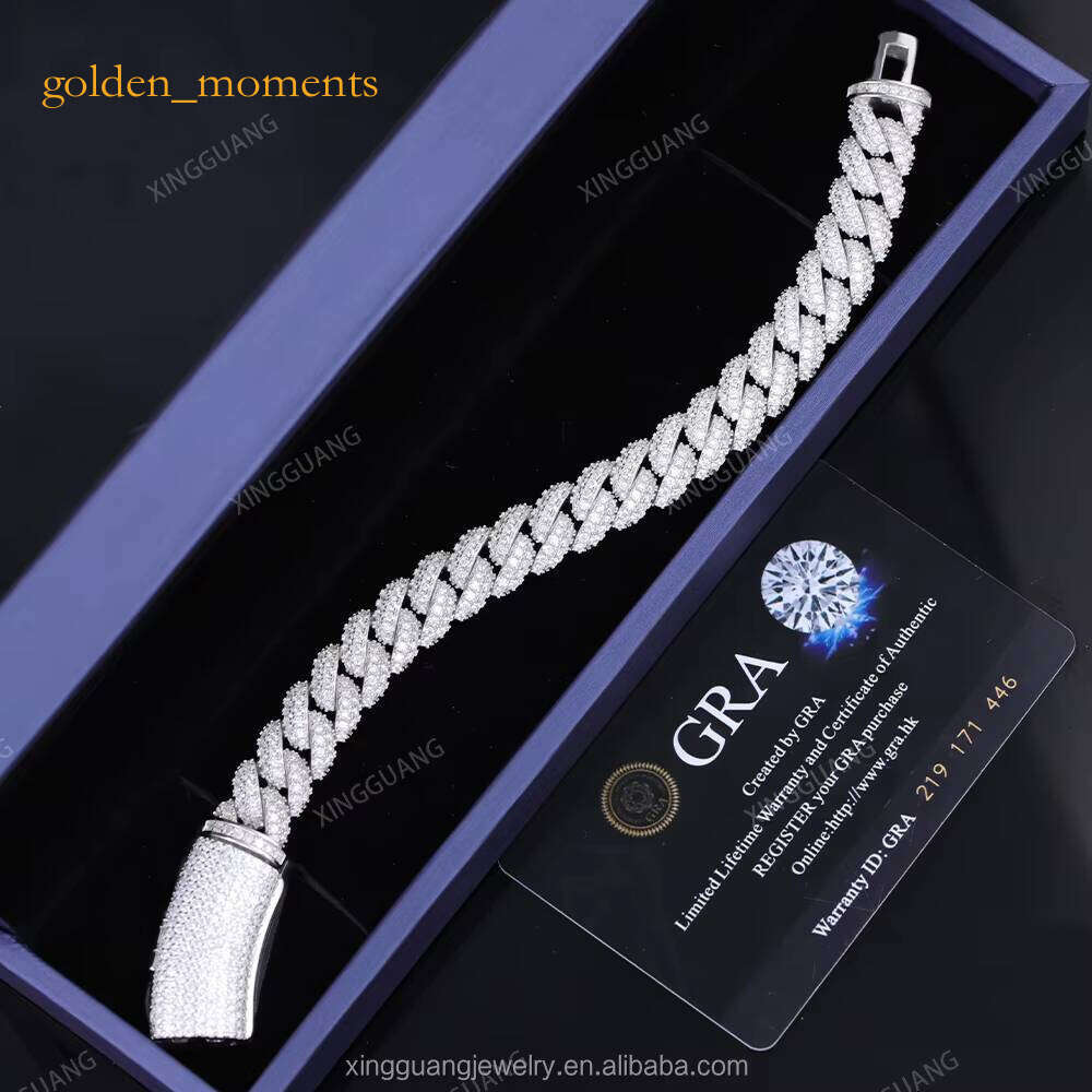 Hot-sale 13mm to 6mm Sier VVS Moissanite Cuban Link Dia Chain Fine Jewelry Necklaces Bracelet for Hip Hop Men Women
