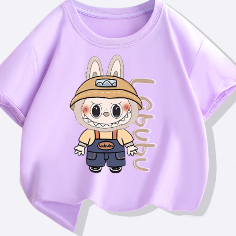 LABUBU cotton T-shirt with skin-friendly fabric for children's T-shirt for boys and girls clothing comfortable and soft short-sleeved T-shirt for