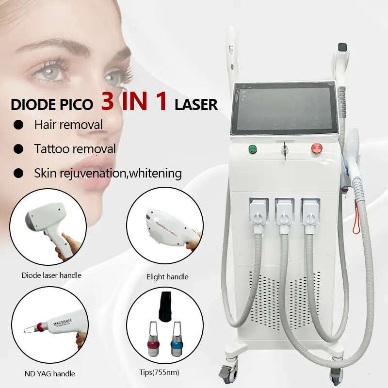 Newest Design Diode Laser 3 In 1 Tattoo Picosecond Diode Laser Hair Removal IPL Skin Rejuvenation Machine Beauty Salon Equipmen