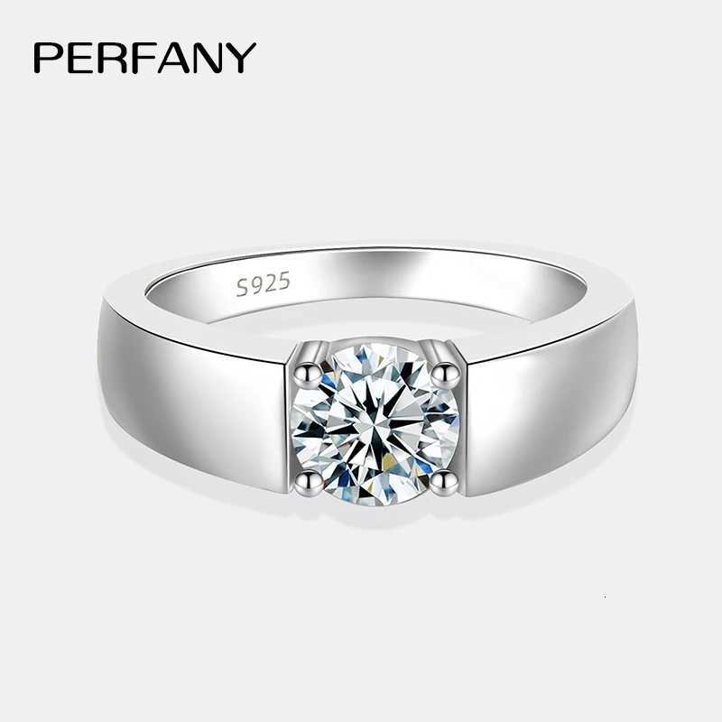 PERFANY 0.5/1CT Mens Moissanite Ring S925 Pure Silver Laboratory Trained Diamond Engagement Ring Classic Wedding Jewelry W250417
