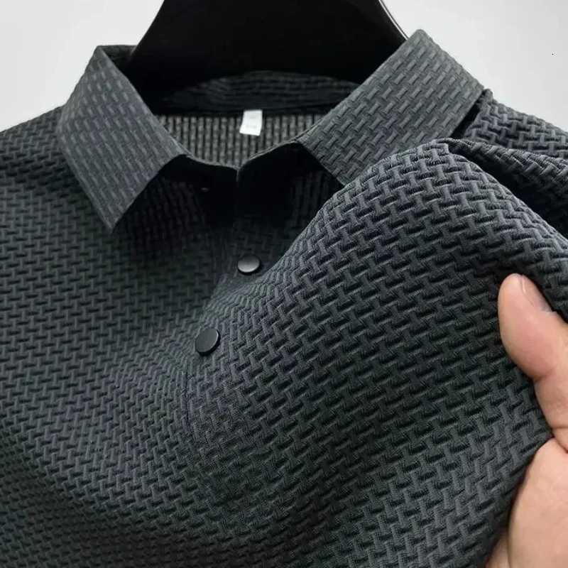 Brand Clothes Summer New Mens Short Sleeve T-shirt Ice Silk Cool and Breathable Polo Shirt Business Casual Sweat-absorbing Top XJ250725