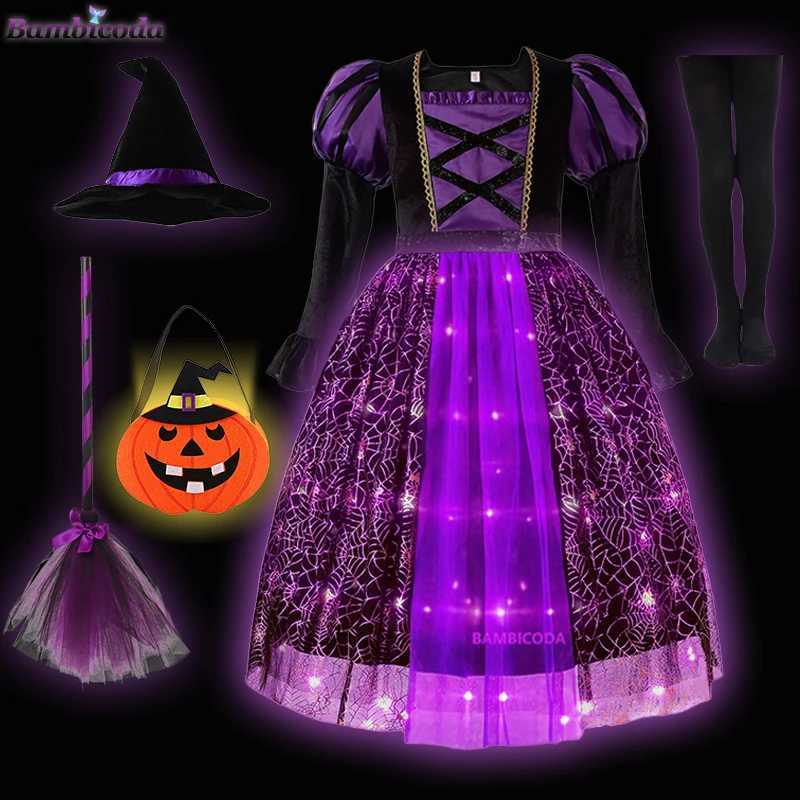 Halloween Girls Witch Par Dress Gothic Ghost Costume Gown Robe Tutu Dress Witch Hat for Purim Carnival Par Z250725