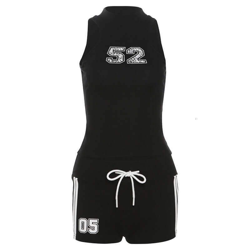 2024 Summer New Women's Solid Color Round Neck Sleeveless Top Fashion Low Waist Shorts Set for Women 05f