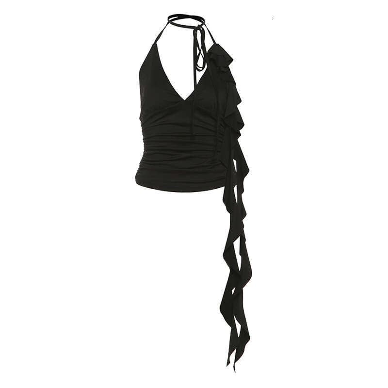 2024 Autumn Winter New Women's Solid Color Slim Street Fashion Halter Sexy Backless Tank Top 6f0