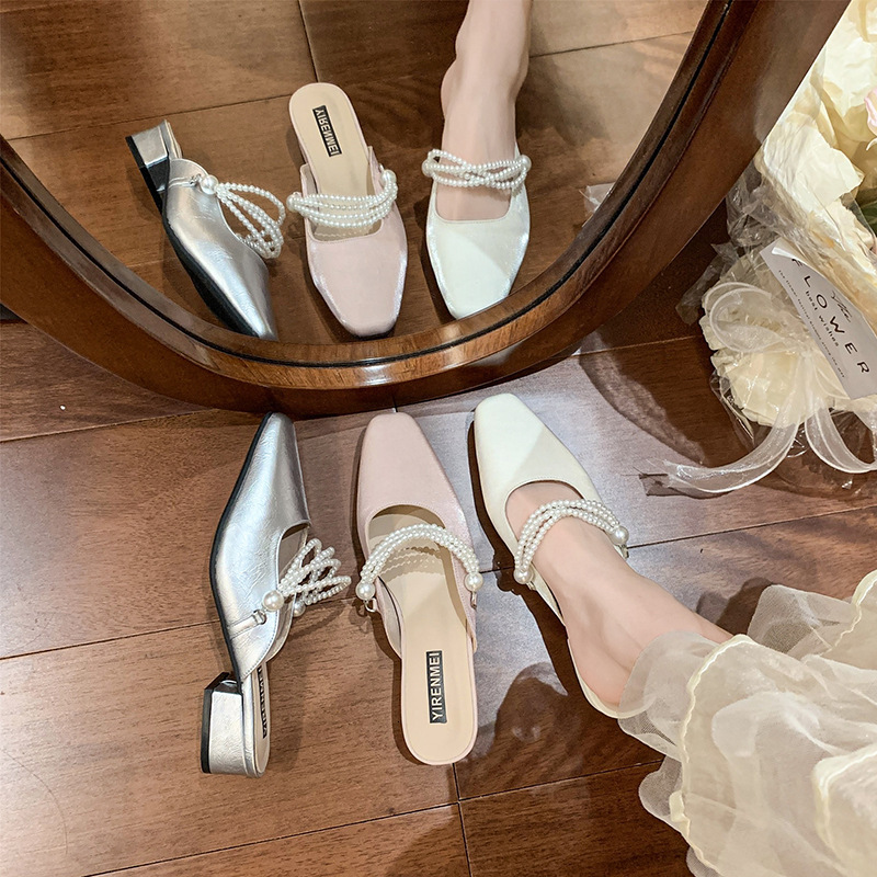 Ddmysports French Style Chunky Heel Fairy To Match Dresses Satin Wedding Daily Wear Versatile Mature Mary Jane Shoes High Heels Outdoor Shoes