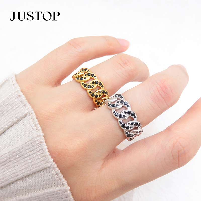 2025 New Fashion Commuter Cuban Ring With Inlaid Diamonds And Real Luxury Jewelry Gold Plating, Light Luxury Design Sense Designer Jewelry Trendy Ring