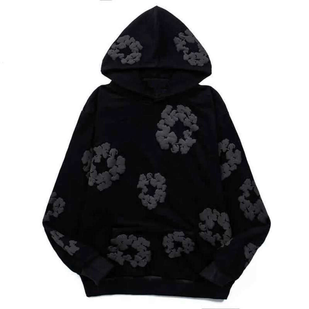 Designer Hoodies Cotton Wreath Sweatshirts Men Hoodie Foam Printed Denim Y2k Casual Puff Flower Pullover Kapok Clothing Long Sleve Fashion Streetwear 3D4
