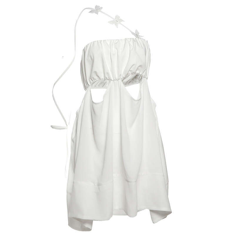 2025 Summer New Irregular Niche Fashion Trend Design Sleeveless Backless Short Dress b01