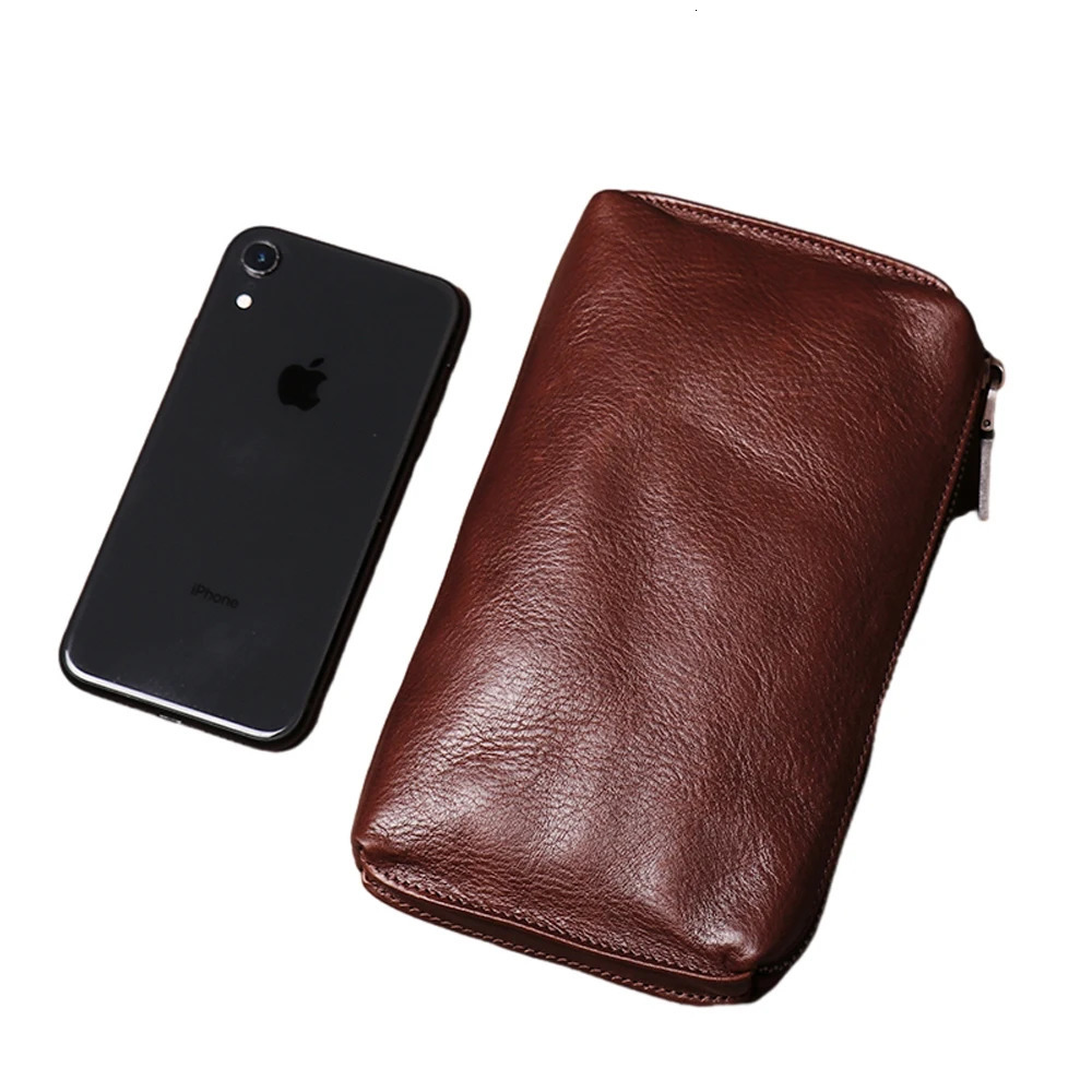 Mens Genuine Leather Large Capacity Clutch Bag Top Layer Cowhide Handbag Casual Soft Leather Long Wallet Mobile Phone Bag 250723