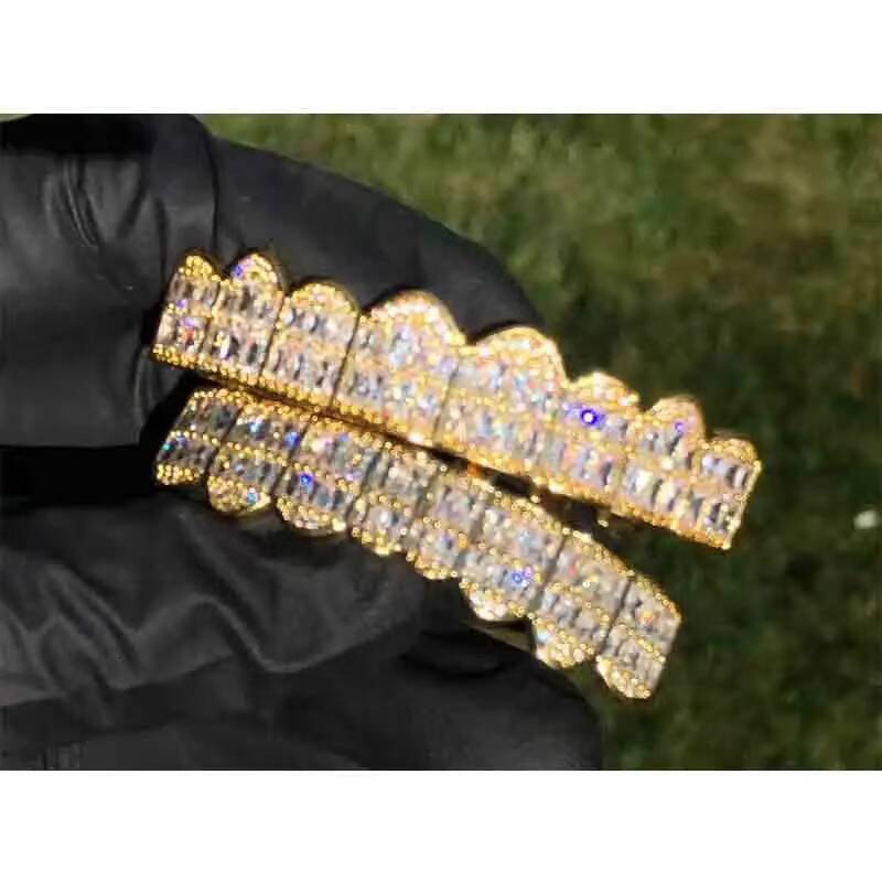 10K 14K 18K Vvs Moissanite Grillz Custom Gold Teeth Grillz With Round Brilliant Cut Hip Hop Jewelry Grilliz for Men Women