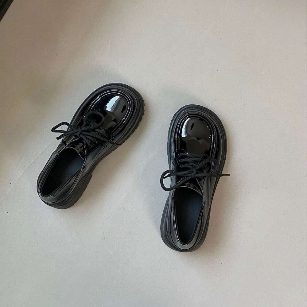 2025 Spring New Women's Leather Shoes for Outdoor Wear, High-End Thick-Soled Height-Increasing Uniform Boots, College Style Versatile Loafers