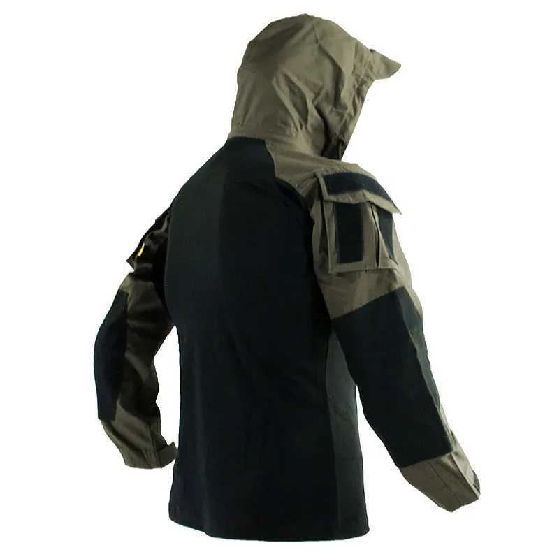 Mens Long Sleeve Combat Shirt 1/4 Zipper Ripstop Hooded Tactical Shirts Navy Blue Camoufalge Airsoft T Shirts Fishing Tops Y250724