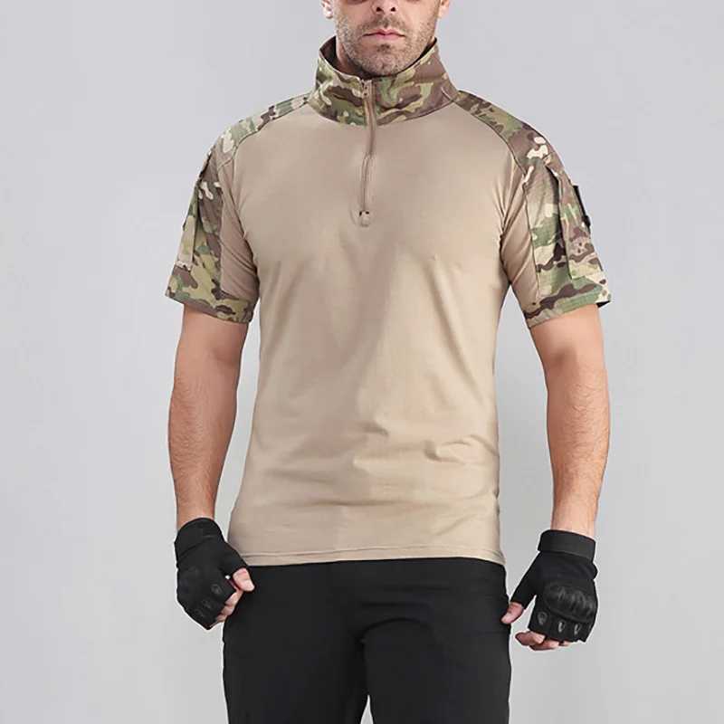 Camouflage Tactical T-Shirts Mens Summer Quick Dry Short Sleeve T-Shirts Breathable Wear-resistant Outdoor Hiking Sport Tees Y250724