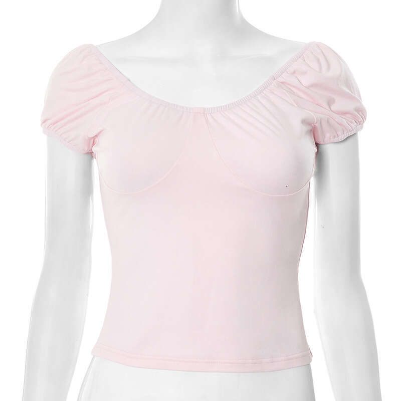 Ytp136 Women's Summer New Solid Color Short Sleeve V-Neck Simple Backless Casual Top T-Shirt B5