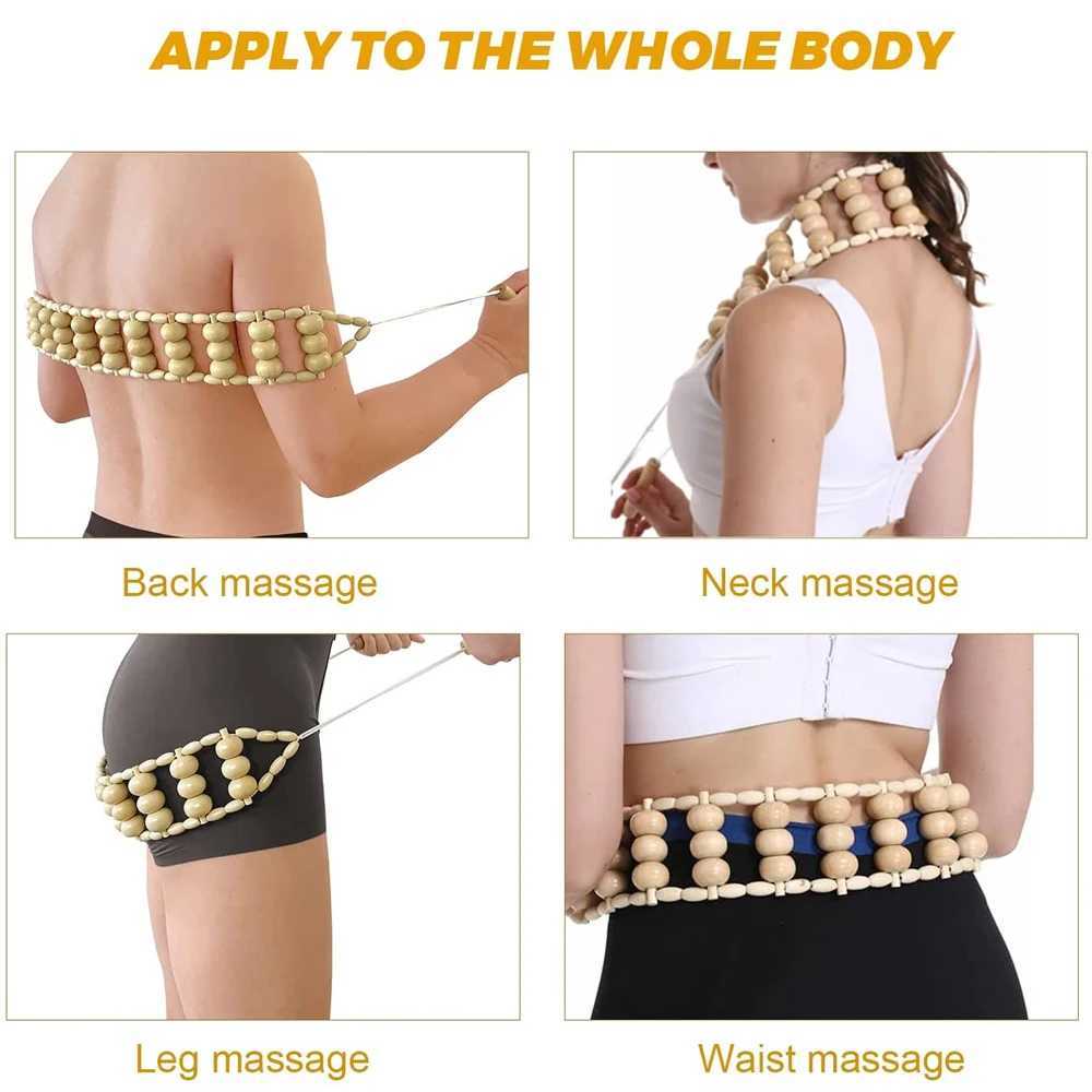 Wood Back Massage Roller RopeWood Therapy Cellulite Massage ToolsSelf Massage Tools For Neck Leg Back Pain Relief