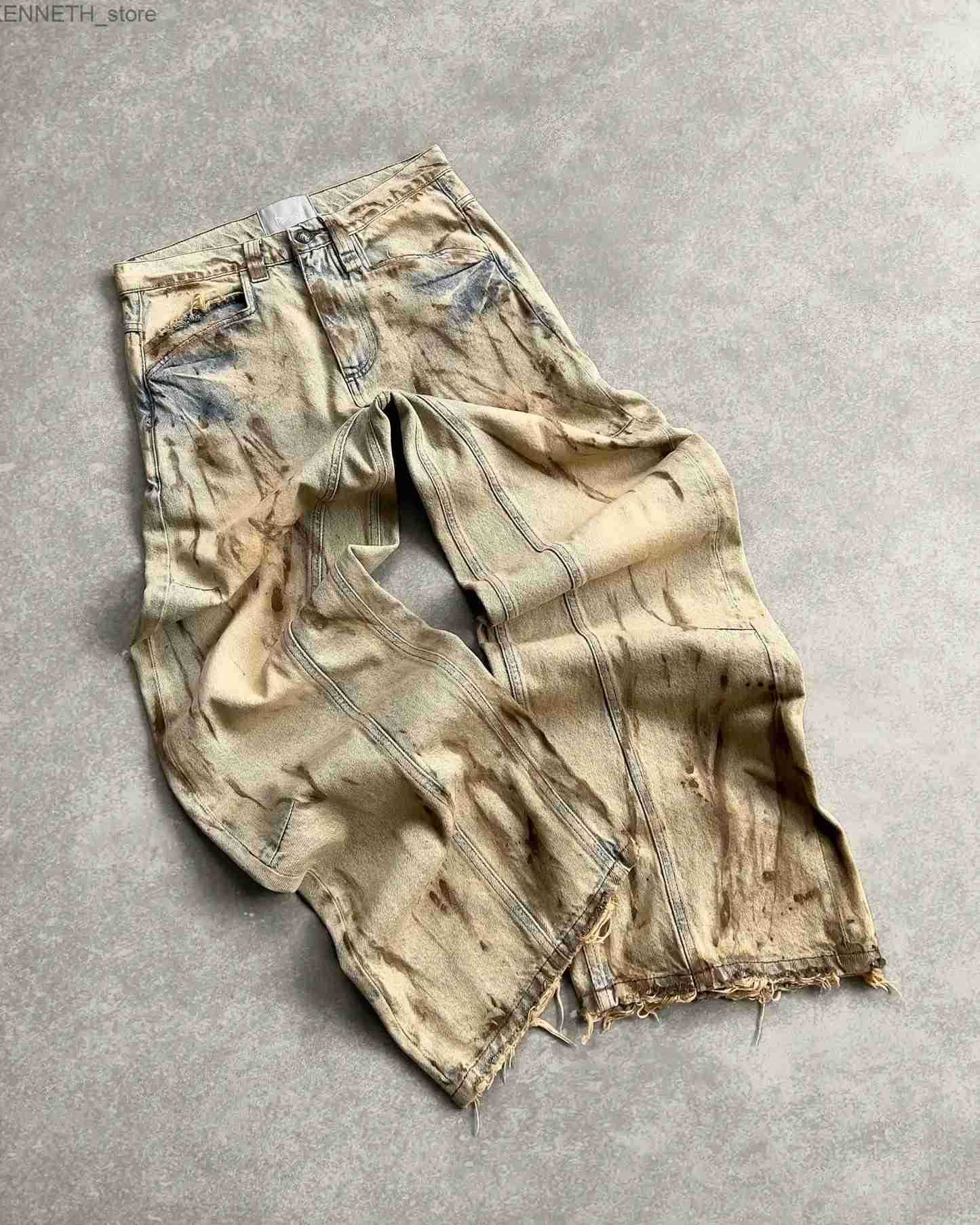 Reaven Retro Jeans Y2K Clothes Mens Womens Hip Hop Ripped Embroidery Retro Baggy Jeans Pants Low Waist Wide Leg Trousers 241204 S250725