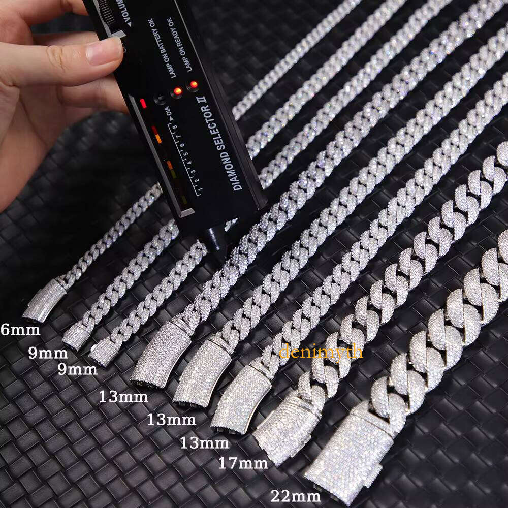 Hot-sale 6mm Ced Out Dia Chain Necklace S Sier VVS Moissanite Cuban Link Fine Jewelry Necklaces for Men Women