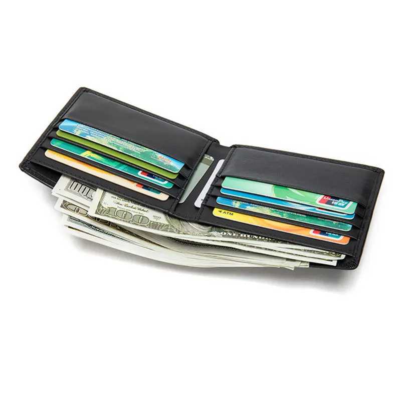 Soft Genuine Leather Wallet Mens Cow Leather Wallets Man Small card holder Wallets Balck Short Purse for Male Z250725
