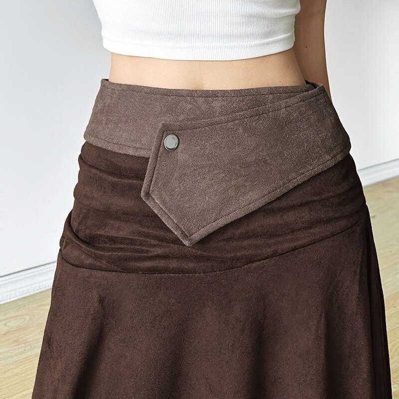2024 Autumn New Women's Fashion Solid Color Loose Street Style High Waist Irregular Skirt 723