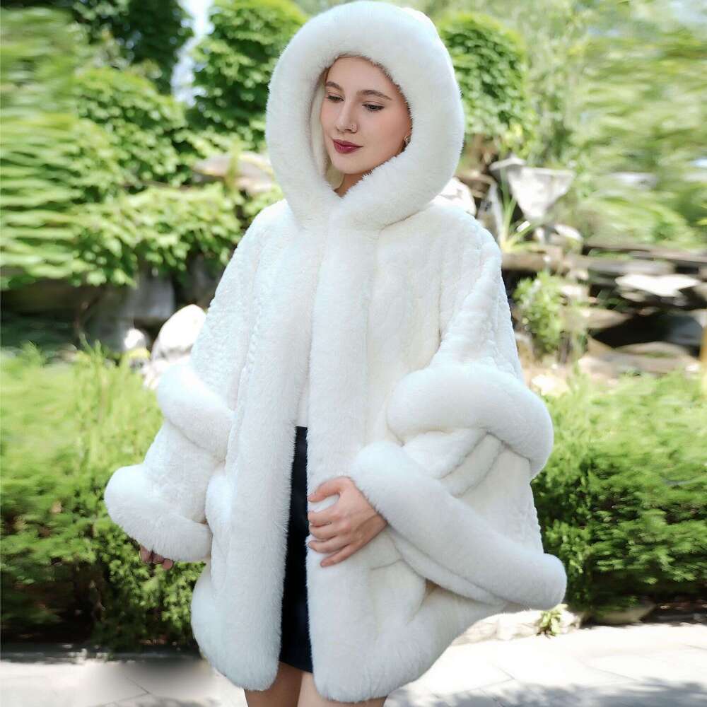 Autumn Winter New Warm Faux Large Size Artificial Shawl Thickened Fur Collar Cape Versatile Coat