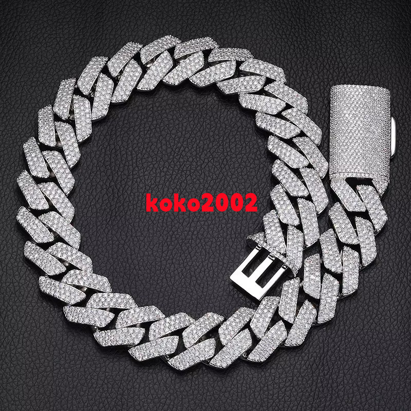 22MM Classic Moissanite Diamond Cuban Chain Full Set Three Row Diamond Hip Hop Necklace / Bracelet for Men