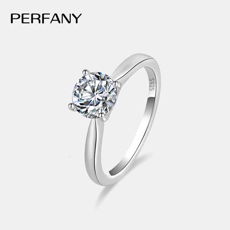 PERFANY 0.5/1/2CT Moissanite Female Engagement Ring S925 Pure Silver Classic Four Claw GRA Certified Diamond Wedding Jewelry W250417