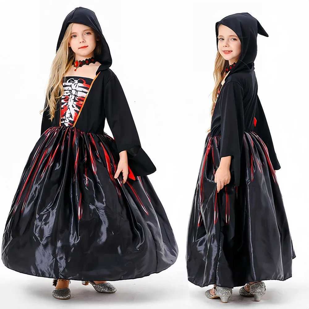 Sydanne New Girls Witch Dress Cosplay Costume Black Horror Par Kids Hooded Dress Skirt Halloween Costume Z250725