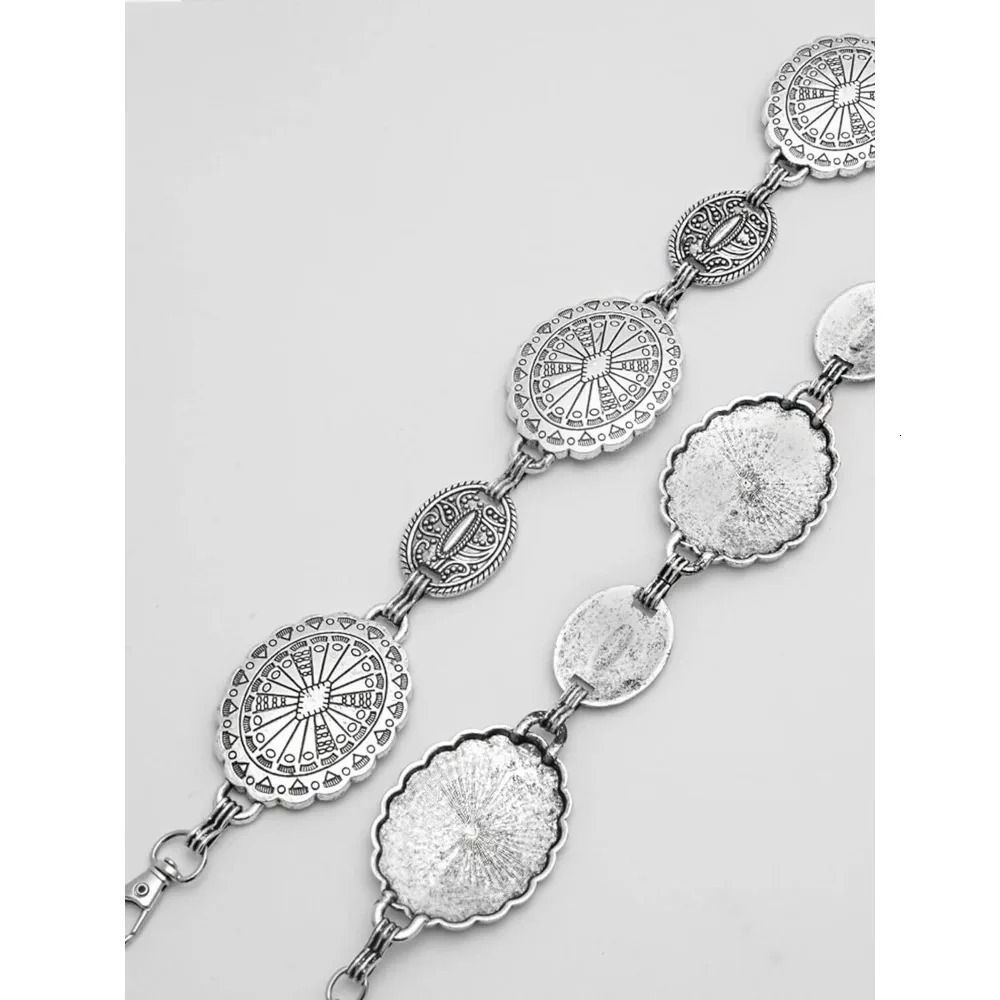 Metal Waist Chain Belt for Women Western Cowgirl Adjustable Concho Silver 250722