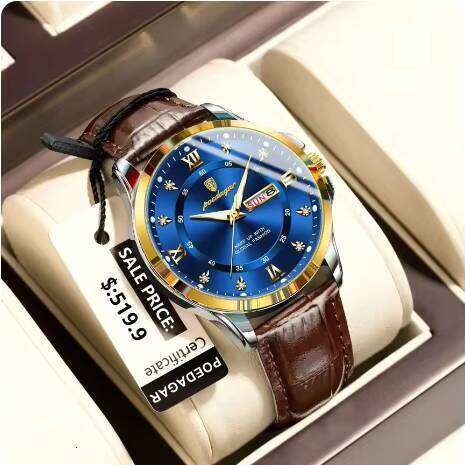 DHwatches POEDAGAR 855 Fashion Waterproof Wristwatch Luminous Hands Leather Strap Mens Style Quartz Watches for Men Montre Relojes