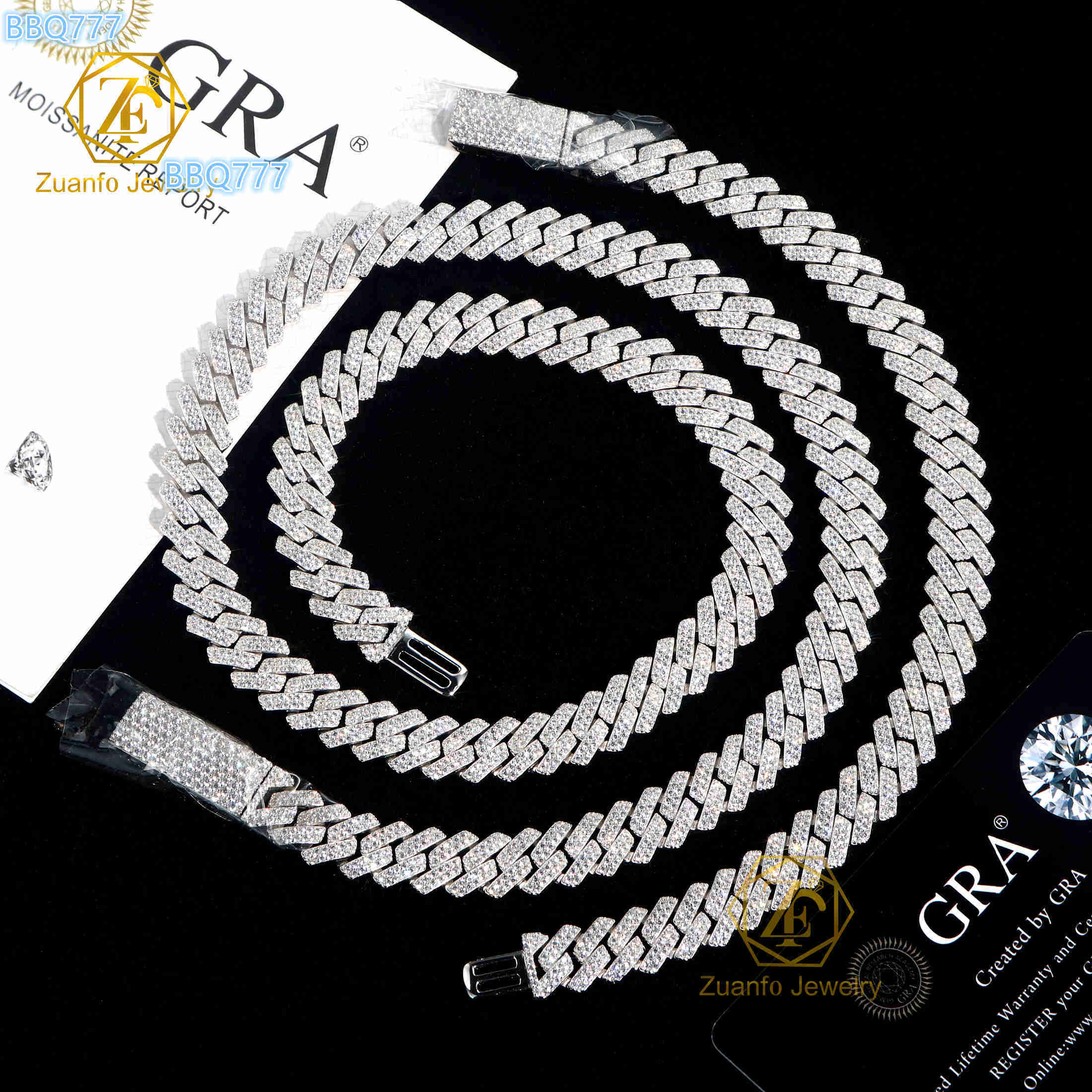 2025 designer bracelet RTS Wholesale Fast Shipping Cuban Link Chain VVS Moissanite Diamond 925 Silver 8mm-15mm Hip Hop Necklace for Men Mens Jewelry