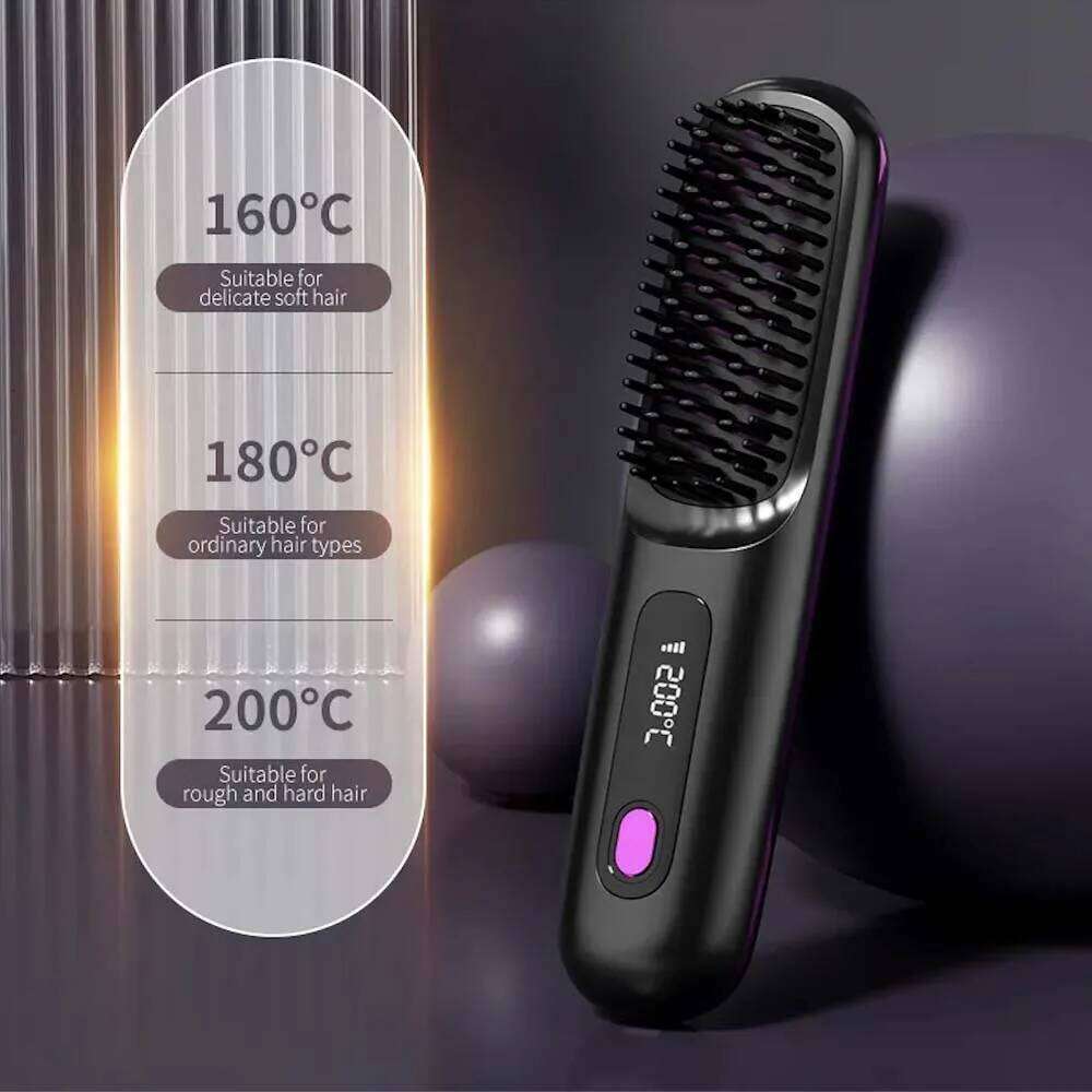 Electric LCD Usb charging portable and fashionable negative ion straight hair comb Styling Tool