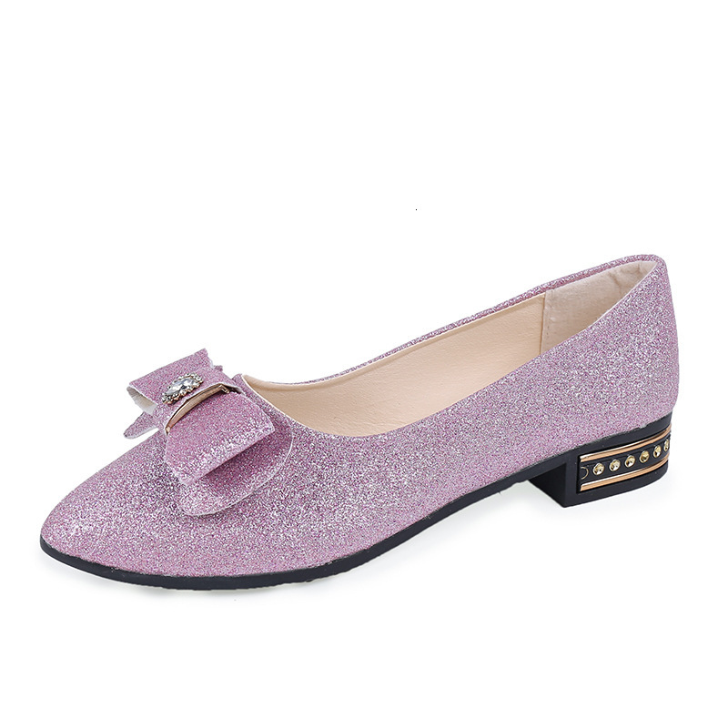 2025 Spring and Autumn Korean Style Low Heel Versatile Pointed Toe Bowknot Women's Shallow Mouth Flat Casual Leather Shoes ddmythur