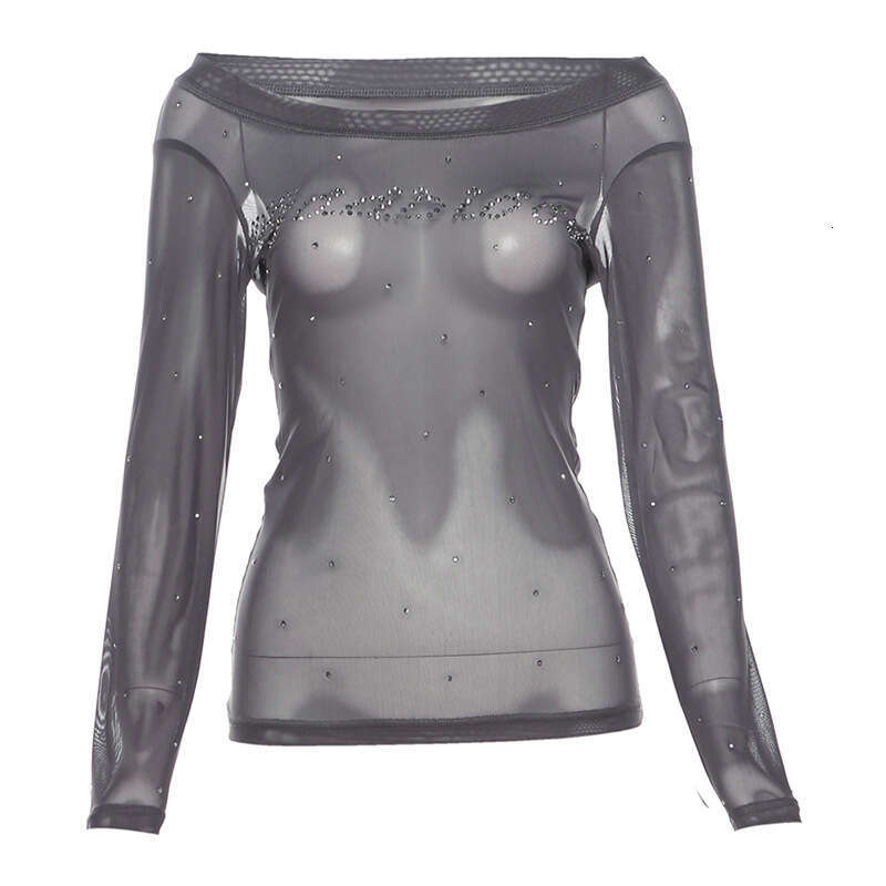 INS2024 Summer New Women's Solid Color Loose Street Fashion Off-Shoulder Long Sleeve Top 9c1