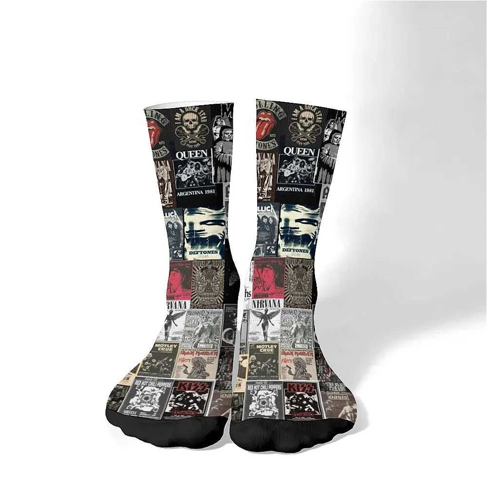 Poster art collage mens fashion socks novelty interesting crew socks comfortable and breathable retro style casual sports. X250725