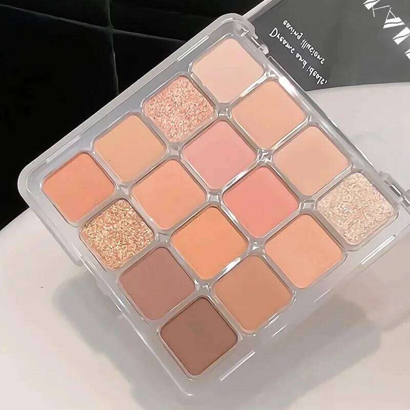 16 Colors Matte Eyeshadow Palette Melon Color Earth Tone Eye Shadow Makeup Waterproof Silkworm Brightening Glitter Plate X250723 X250