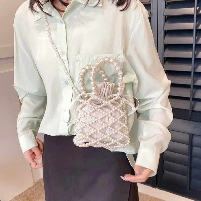 Women Pearl Bag Small Mini Tote Bucket Bag Woven Crossbody Handbags for Women Coin Purse Wallet Handbag Ladies Shoulder Bags Y250725
