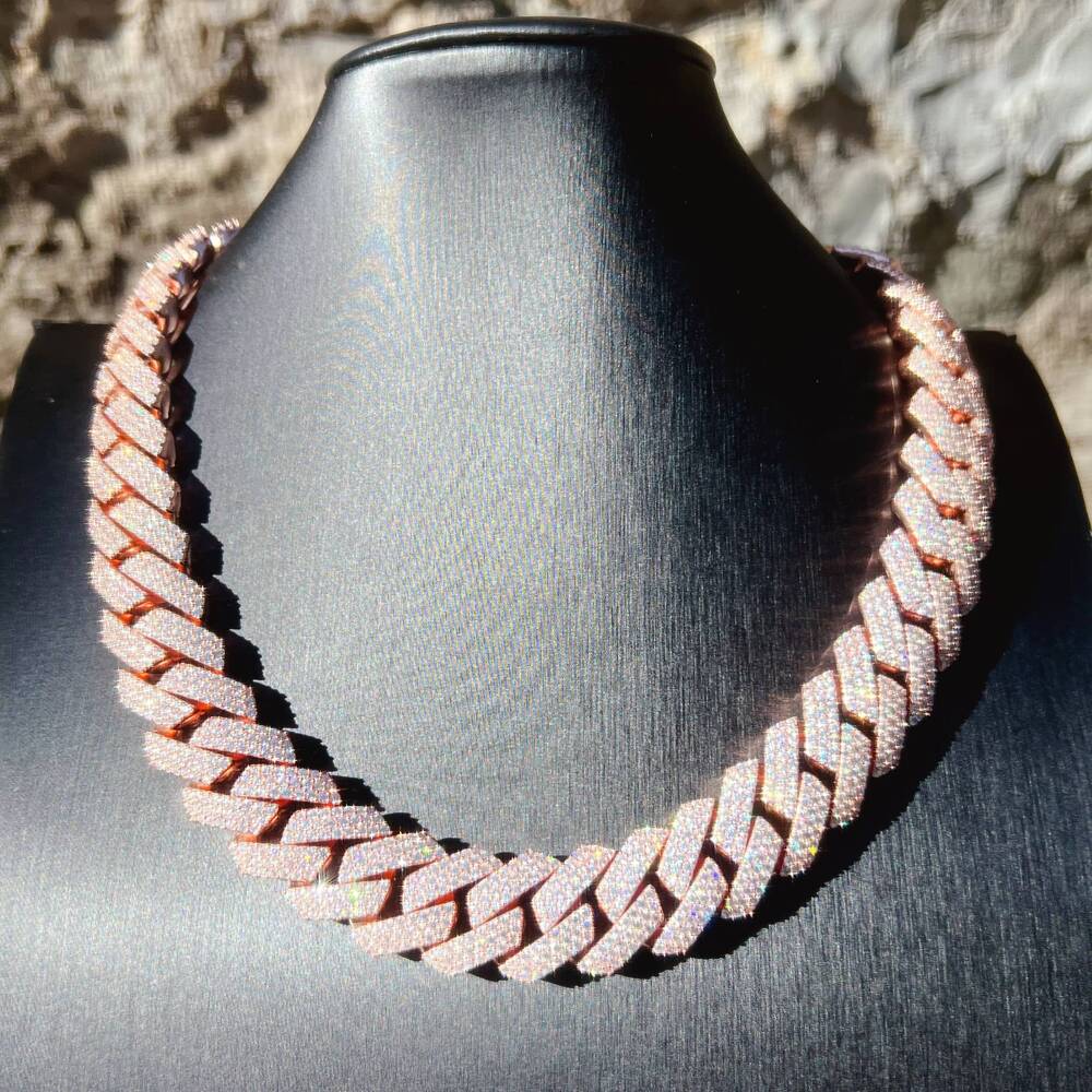 22MM Width Miami Big Heavy Cuban Necklace Sterling Silver VVS Moissanite Hip Hop Jewelry Men Cuban Link Chain