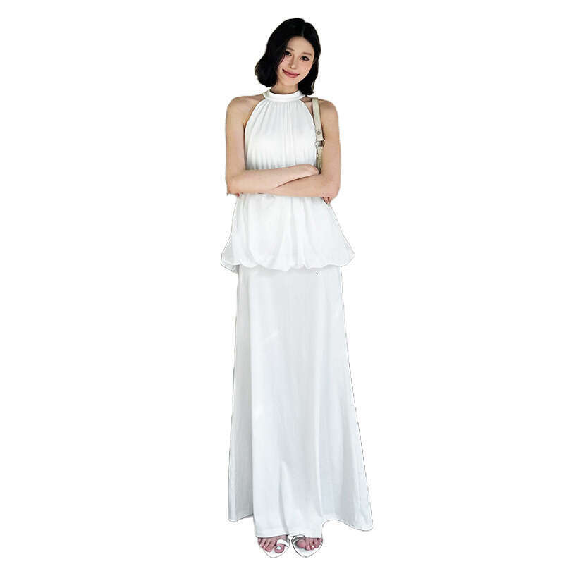 2025 Summer New Korean Style Versatile Elegant Slim Sleeveless Top High Waist Slimming Skirt for Women 16b