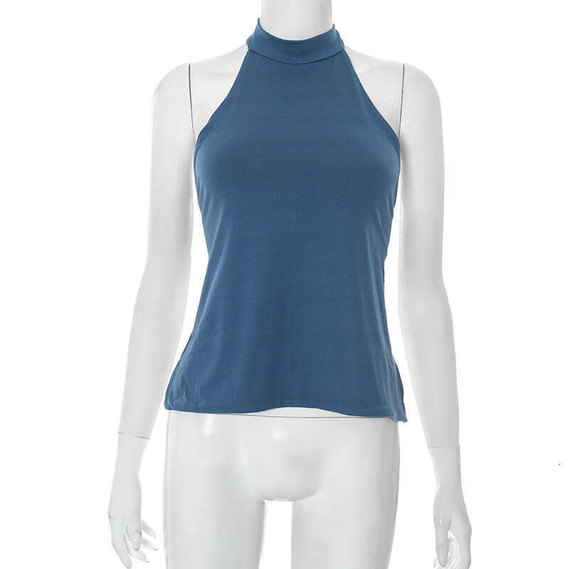 Ytp145 Women's Summer New Solid Color Halter Neck Backless One-Piece Sexy Top B5