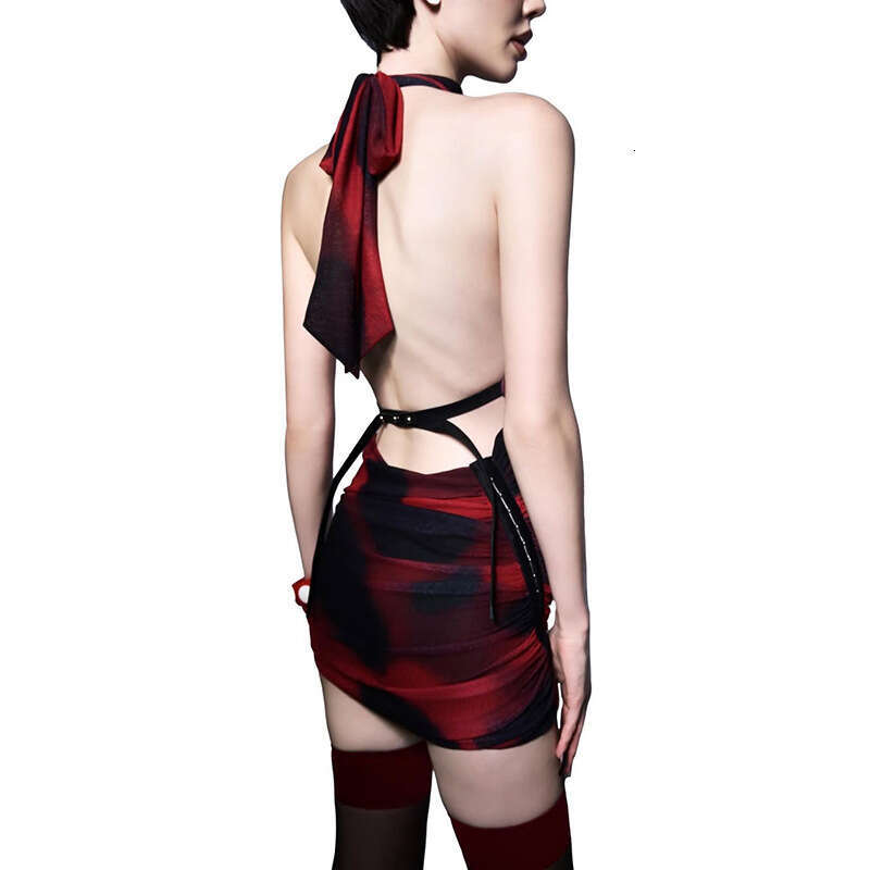 2025 Spring New Women's Solid Color Slim High Waist Fashion Halter Neck Bodycon Backless Dress 6c7