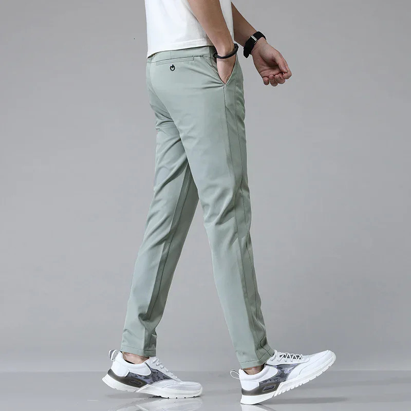 2024 Spring Summer Ultrathin Mens Stretch Slim Straight Casual Pants High Quality Fashion Breathable Golf Sports Trousers 250725
